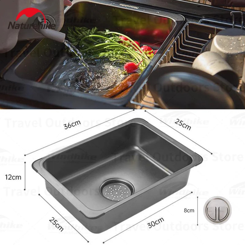 IGT Table sink Stainless Steel 6L Wash Basin Picnic Hands Ultralight Washing Tank Outdoor Camping Kitchen Suppl 240820