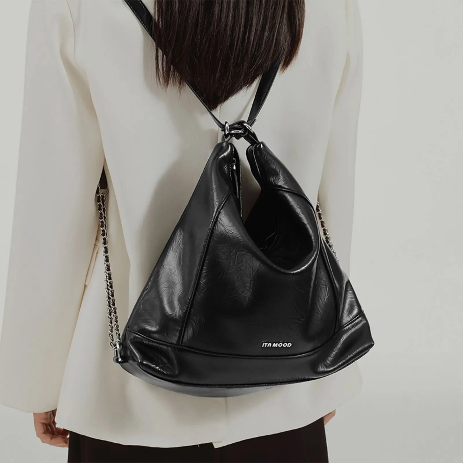 ITAMOOD Womens Handbag Large Capacity Double layer Cowboy Bag for Cosmetics Commuting Computers Shoulder 240820