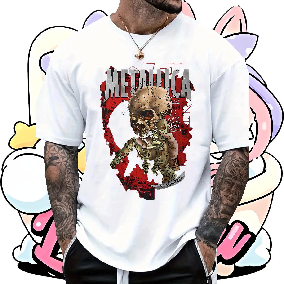 Fashion New Tshirts 100% Cotton 230g Daily Outfit scary Breathable Crew Neck T-Shirts for Men Loose DIY Printed Top Tees