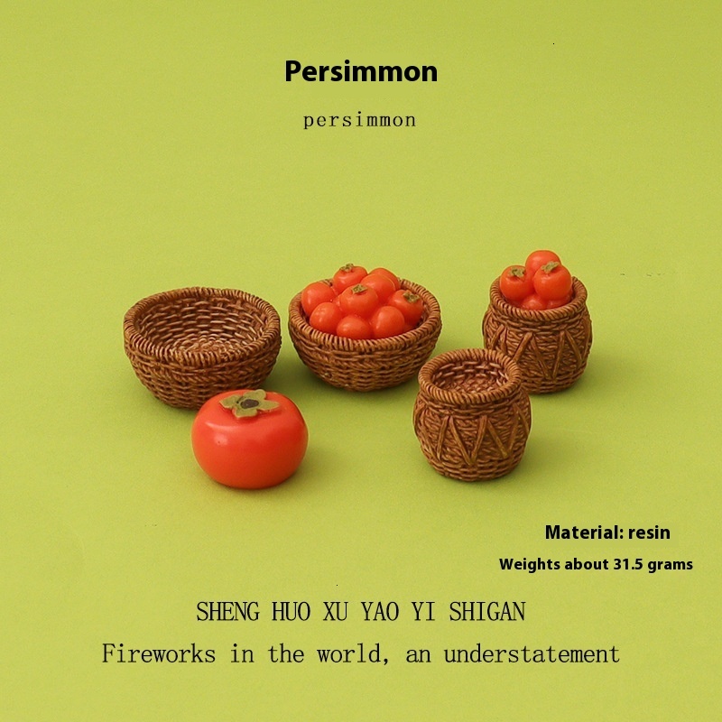 Adorable Cartoon-Style Male and Female Miniature Persimmons - Ideal Addition for Petite Landscaping Projects at Home