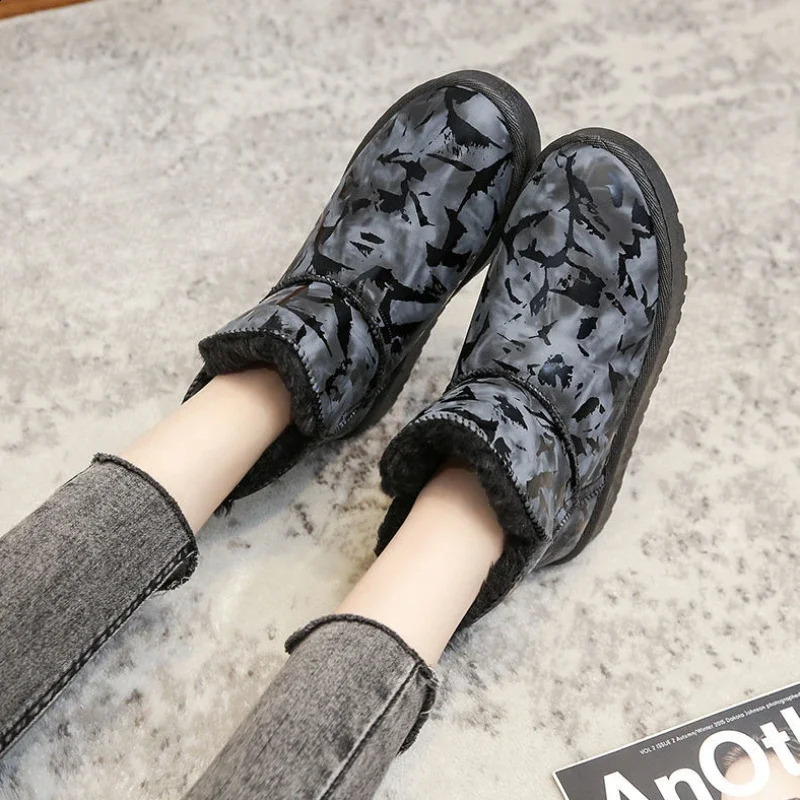 Ladies Snow Boots Ankle Chunky Booties Female Shoes Elegant With Low Heels Platform Black On Slip Offer Stylish Plush Work 240820