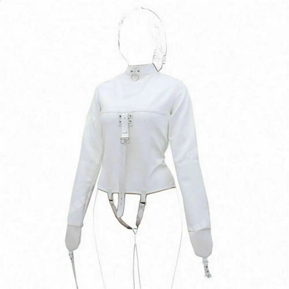 White Asylum Jacket Costume S/M L/XL Restraint Armbinder 240820