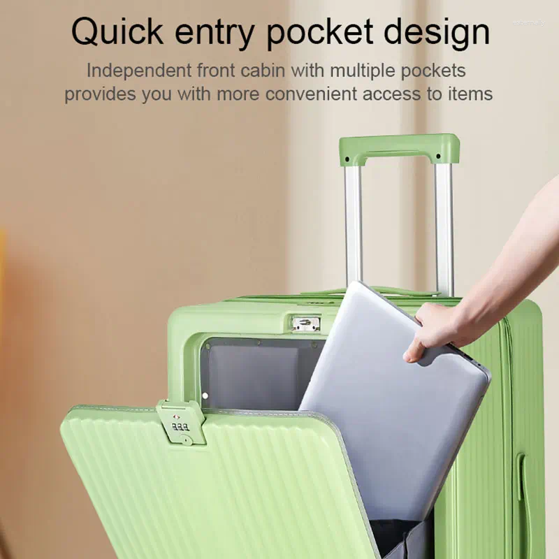 3 Suitcases Three Layer Composite PC Suitcase Carry On Rolg Lage With USB Port Boarding Cabin Cup Phone Holder 20 22 24 26 Inch 4