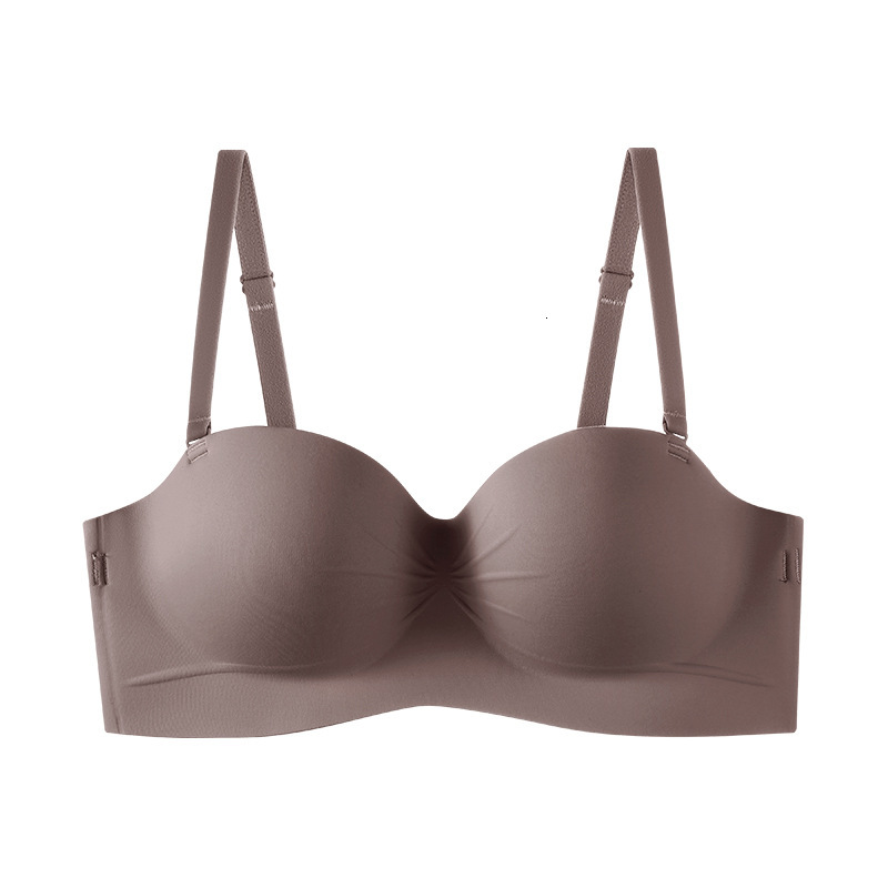 Strapless for female Xia, with small chest that gathers and highlights, a large upper support, sagging, steel ring, no marks, anti slip, invisible tex