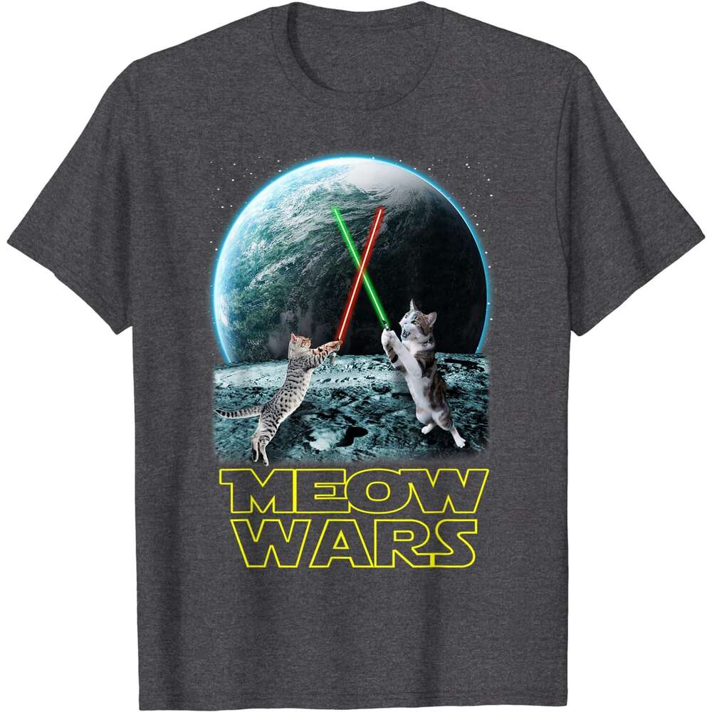 Wars Meow Cat Gifts For Cats Lovers T-Shirt Funny T Shirt Cotton Tops Tees for Male Personalized s ops ees