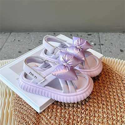Girls Butterfly Open Black/Beige/Purple Fashion Sandals Girls New Summer Synthetic Leather Outdoor Sandals W240821