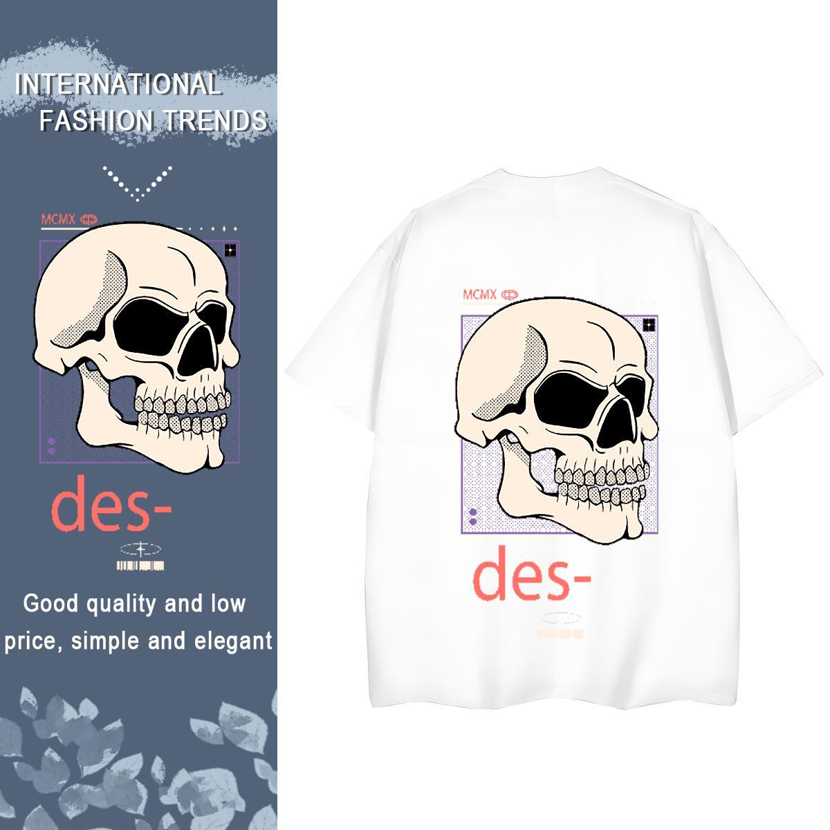 2024 T shirt 230g Cotton O-Neck Short Sleeve Sports Casual skull Women Tees Free Shipping Custom Cartoon Tshirts