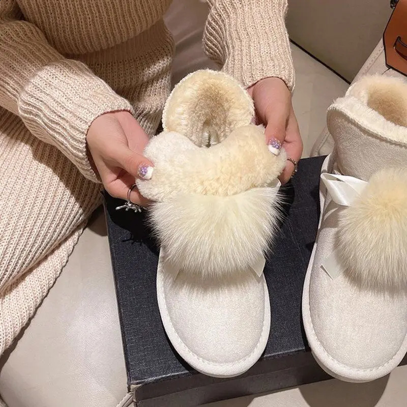Womens Snow Boots Ankle Shoes For Woman Elegant With Low Heels Booties Round Toe Anti Skid 39 Stylish Offer In Furry 240820