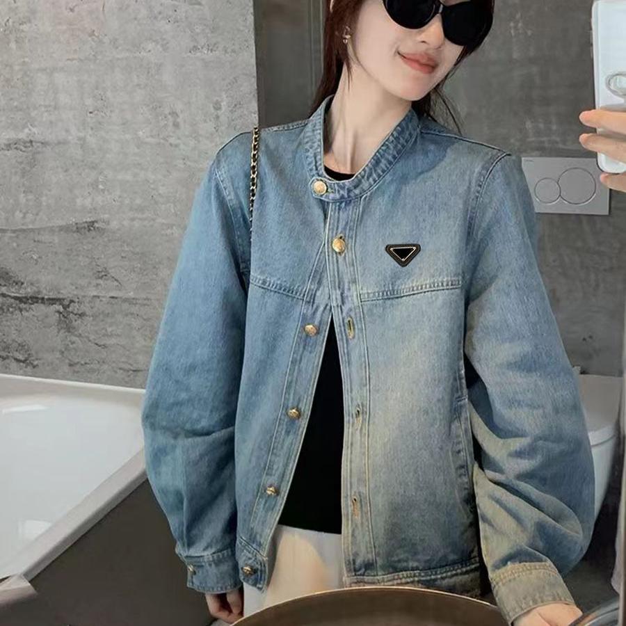 Womens Jackets denim jacket women designer coat 2024FW new style brand jackets triangle metal outwear luxury short jacket for woman slim fit top