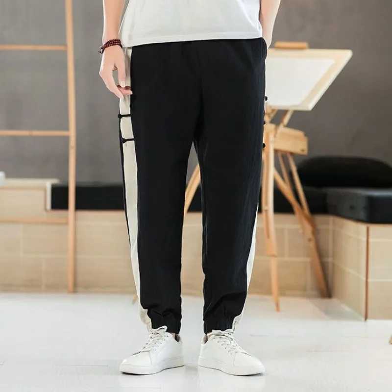 Mens casual pants mens striped harem width Trouser mens linen designer polYester high-quality new print Xxxl spandex clothingW240725