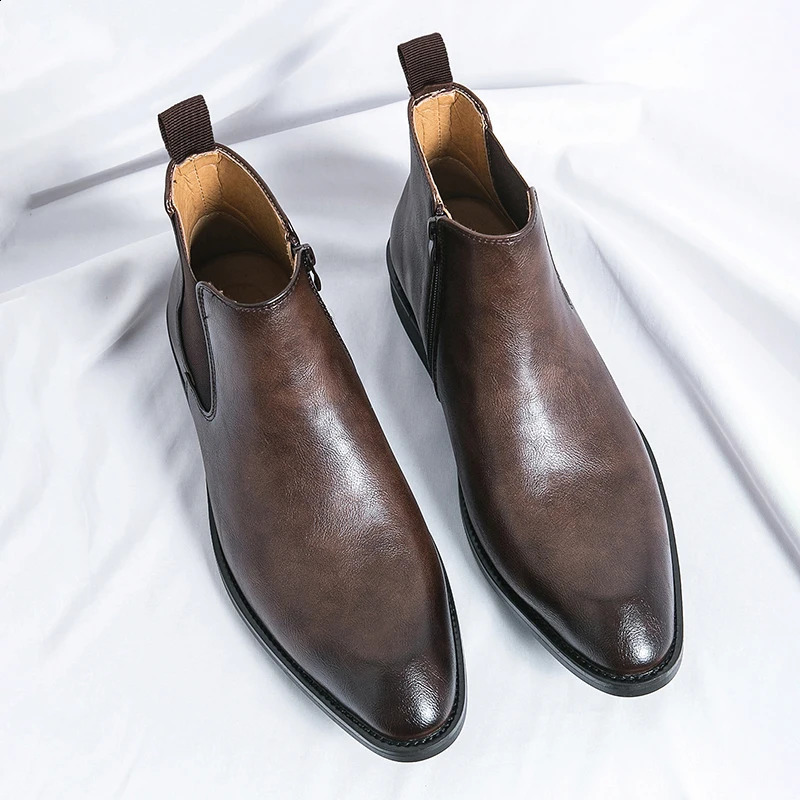 British style Chelsea boots mens ankle boots fashion zipper retro business formal boots Antumn Bota Masculina Plus size 39-45 240821