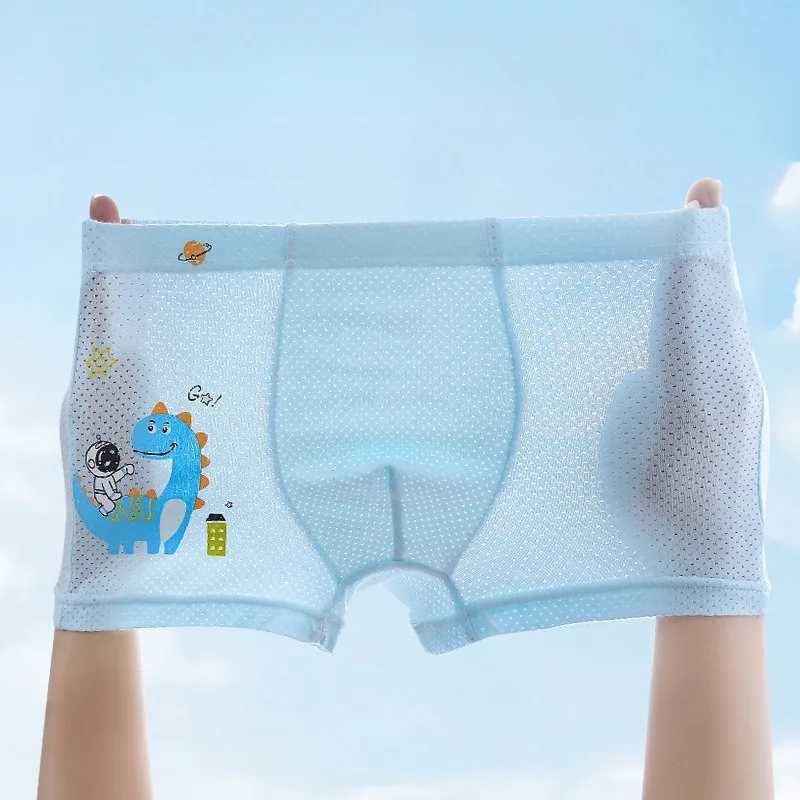 Summer Thin Mesh Breathable Panties 4PCS Boys Soft Comfort Antibacterial Underwears Cute Print Knickers 3+y Young Child Clothing Y240821
