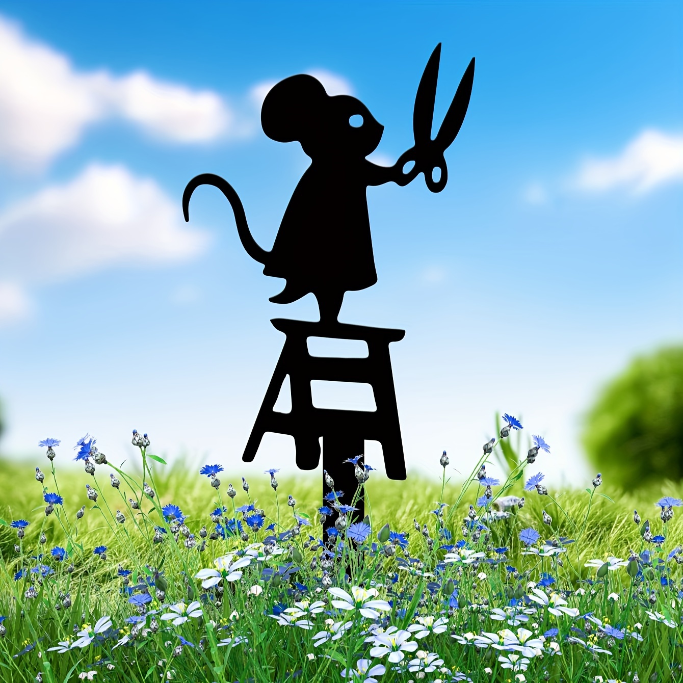 Metal Mouse Garden Statue Black Mouse Silhouette Funny Mouse Planter Decoration Mouse Flower Decor Outdoor Statue