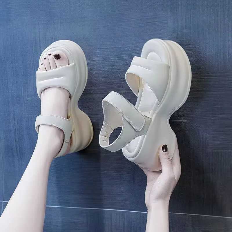 Peep Toe Super High Thick Bottom Leisure Summer Shoes Platform Vacation Slingback Women Sandals CL240806