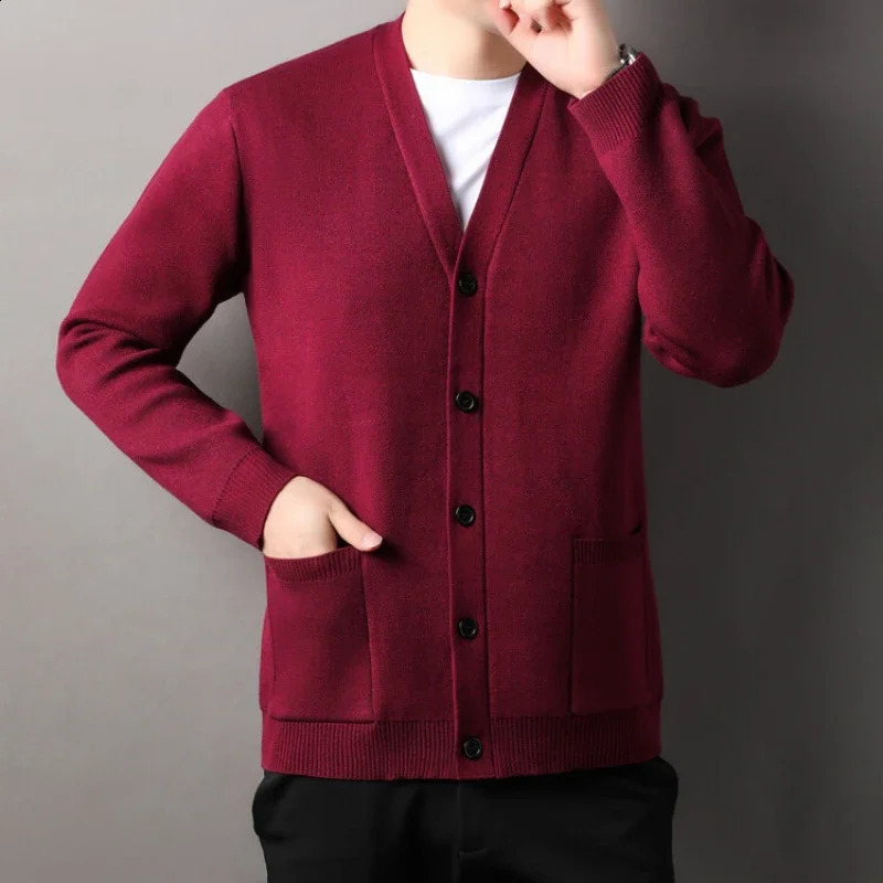 Mens Autumn and Winter Casual n Cardigan Thick Long Sleeved Button Up Jacket Cardigan Sweater 240821