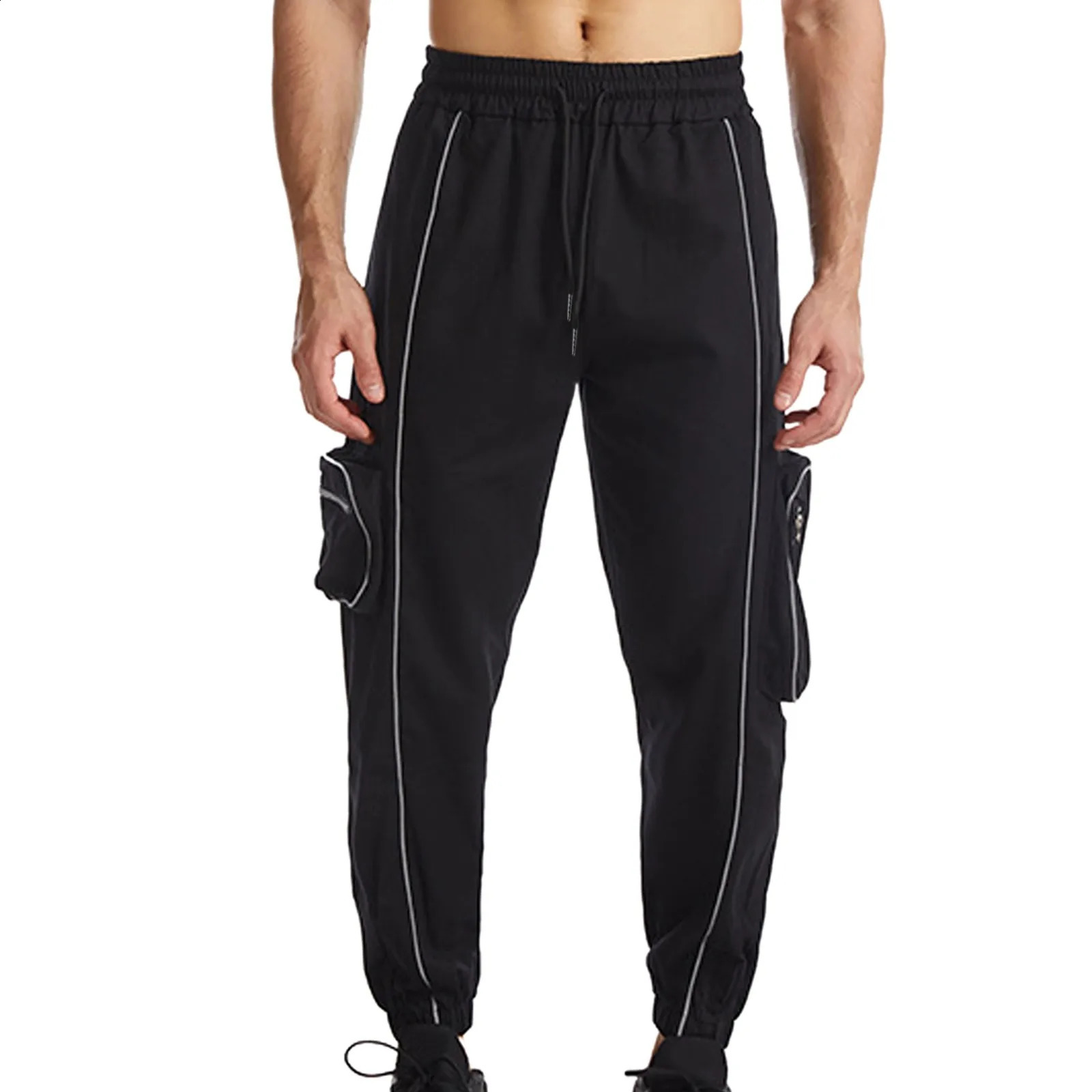 Product mens sports pants trend classic lace orange product reflective strip apron summer 240821