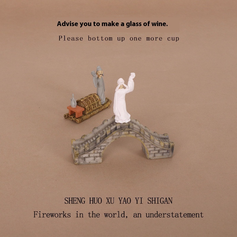 Creative Ins Ancient Style Drinking Farewell to Old Friends Resin Crafts Micro Landscape Creation DIY Mini Decoration Small Ornaments