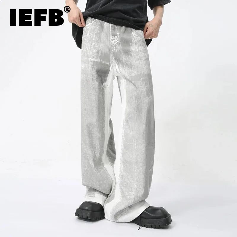 IEFB Summer Mens Jeans High Street Trendy Unique n Feeling Hand Painted Dirty Denim Pants Trendy Trousers 9C5898 240821