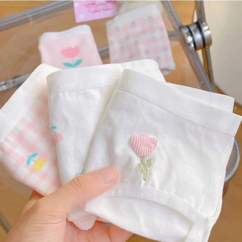 5PCS Maiden Cotton Soft Antibacterial Panties for Girl Cute Print Knickers 8+y Young Child Underwears Kid Thin Breathable Briefs Y240821