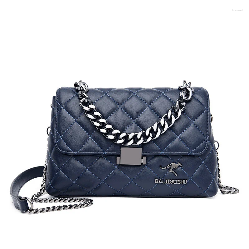 Bag Korean Fashion Rhombic Chain Women's Straddle Shoulder Broadcast Taschen Women Messenger Bags Leather Handbags Black
