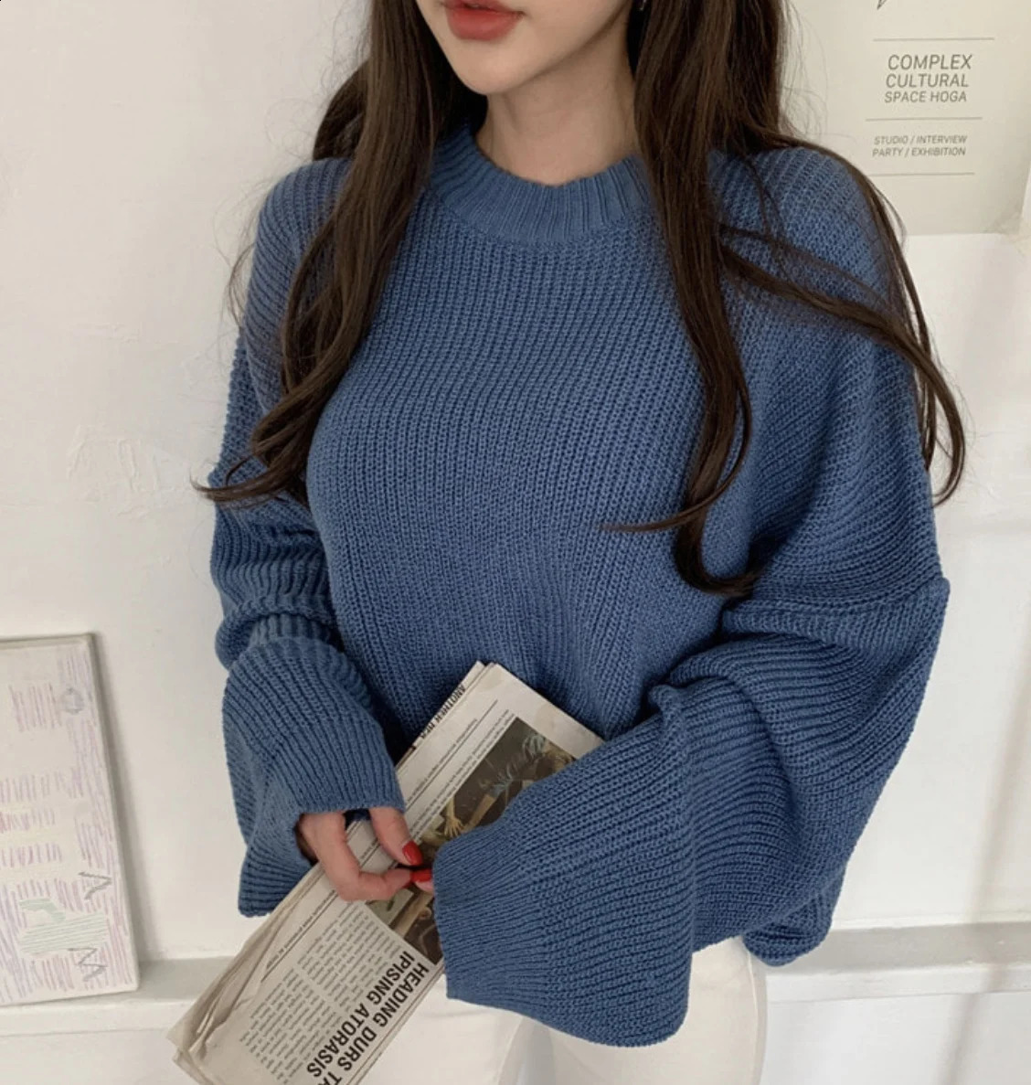 REALEFT Autumn Winter Oversized Womens Sweater Korean Elegant Solid Knitted Sweater Warm Female Pullovers Jumper 240820
