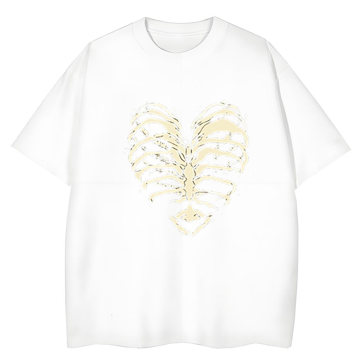 Fashion Womens T Shirts 100% Cotton 230g Breathable Short Sleeve Hip Hop Street skull Women Tees Loose White Plus Size Tops Tees