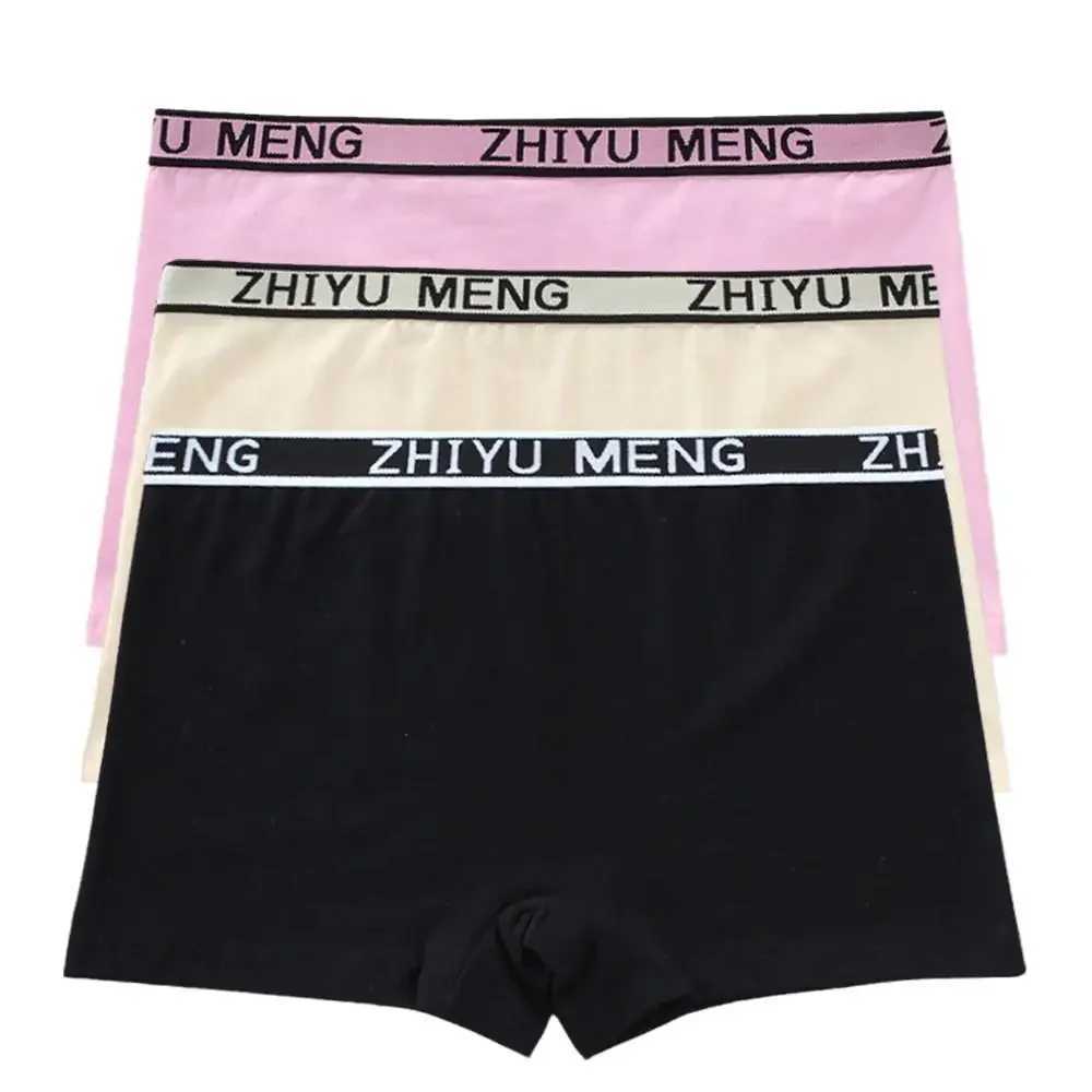 3PCS High School Girls Underwear Boxer Trousers Young Children Cotton Solid Color Base Student Breathable Underwear Kids Panties Y240821