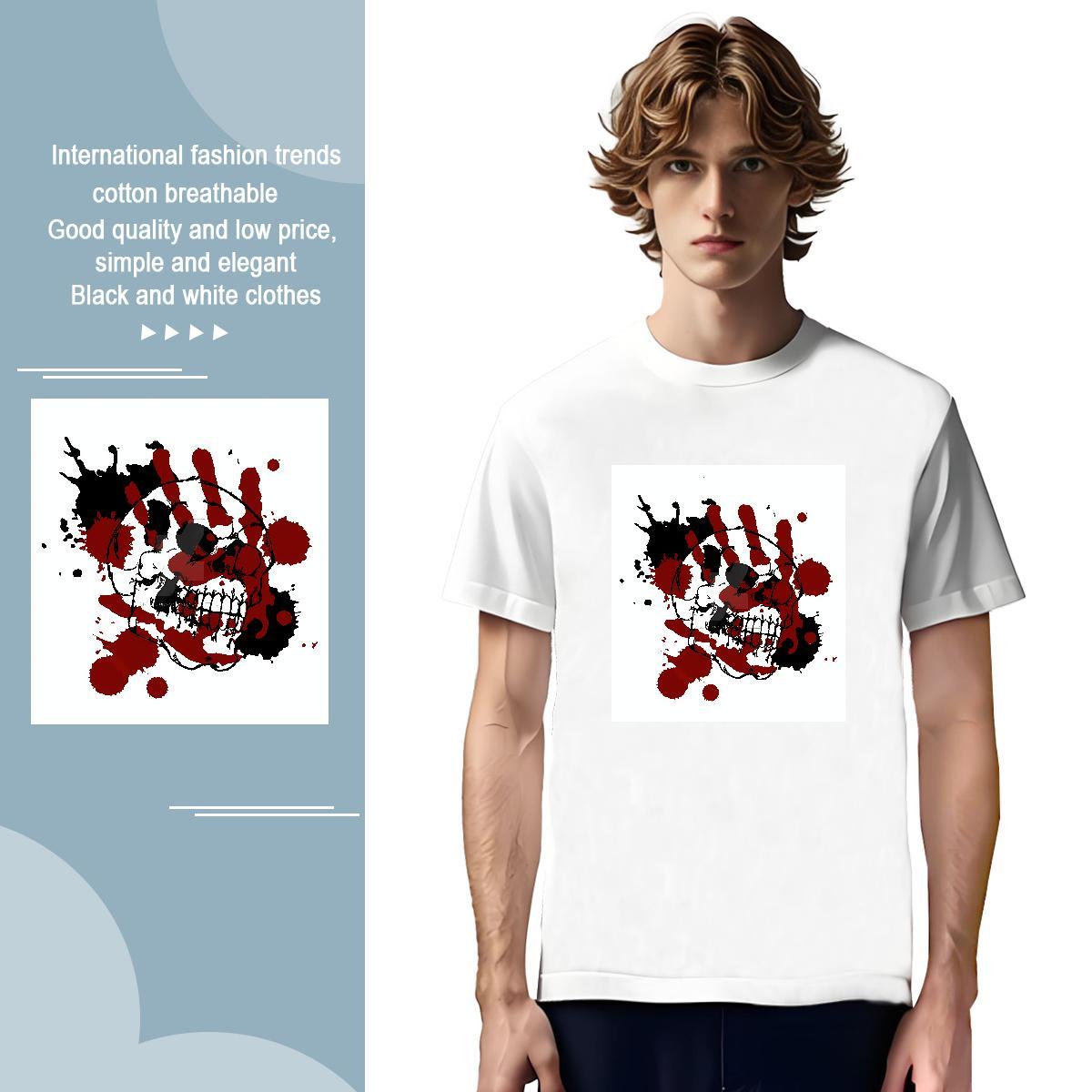 2024 New scary Men Tops Tees 100% Cotton 230g T-Shirts DIY Beach Crew Neck Wholesale Wear