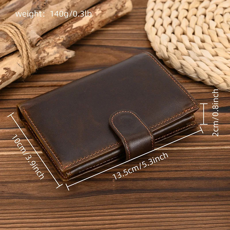 High Quality Genuine Leather Card Wallet Men Women RFID Genuine Leather Short Wallet Multi Cards Slots Button Man Purse 241224