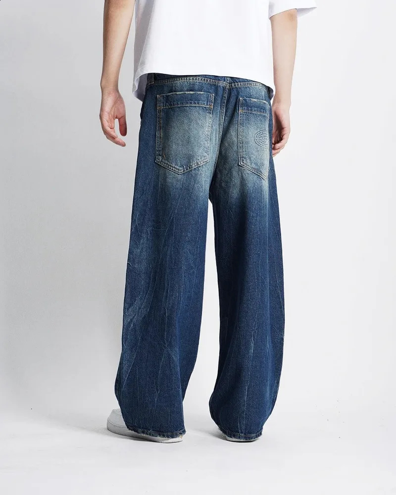 Streetwear Fashion Blue Washed Baggy Jeans Couple Y2K Harajuku Retro Hip Hop Casual Gothic High Waist Wide Leg Pants 240821