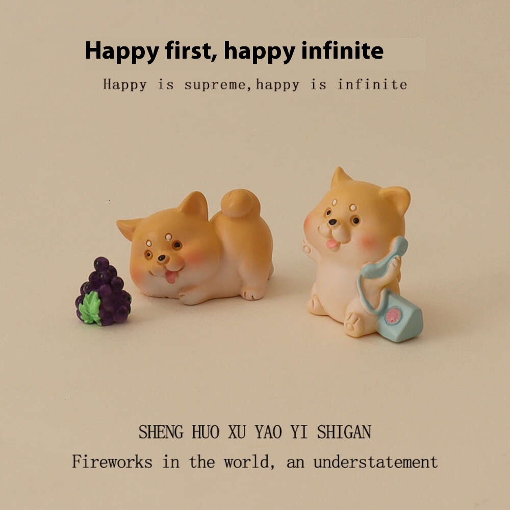 Ins Mini Cute Cartoon Phone Puppy Grape Micro Landscape Gardening Home Decoration DIY Desktop Ornament