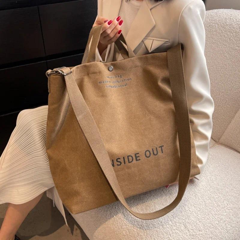 Totes High Quality Women Canvas Shoulder Bag 2024 Shopping Bags Students Book Cotton Cloth Handbags Large Tote For Girls Wallet