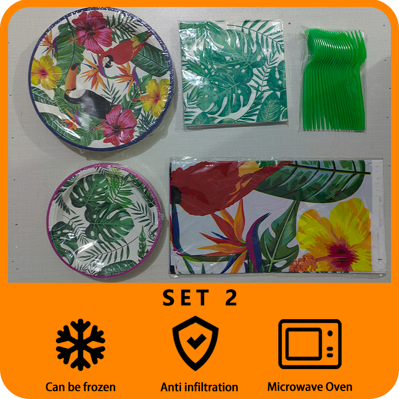 Hawaiian birthday decoration tableware set suitable for Hawaiian themed parties' birthday supplies