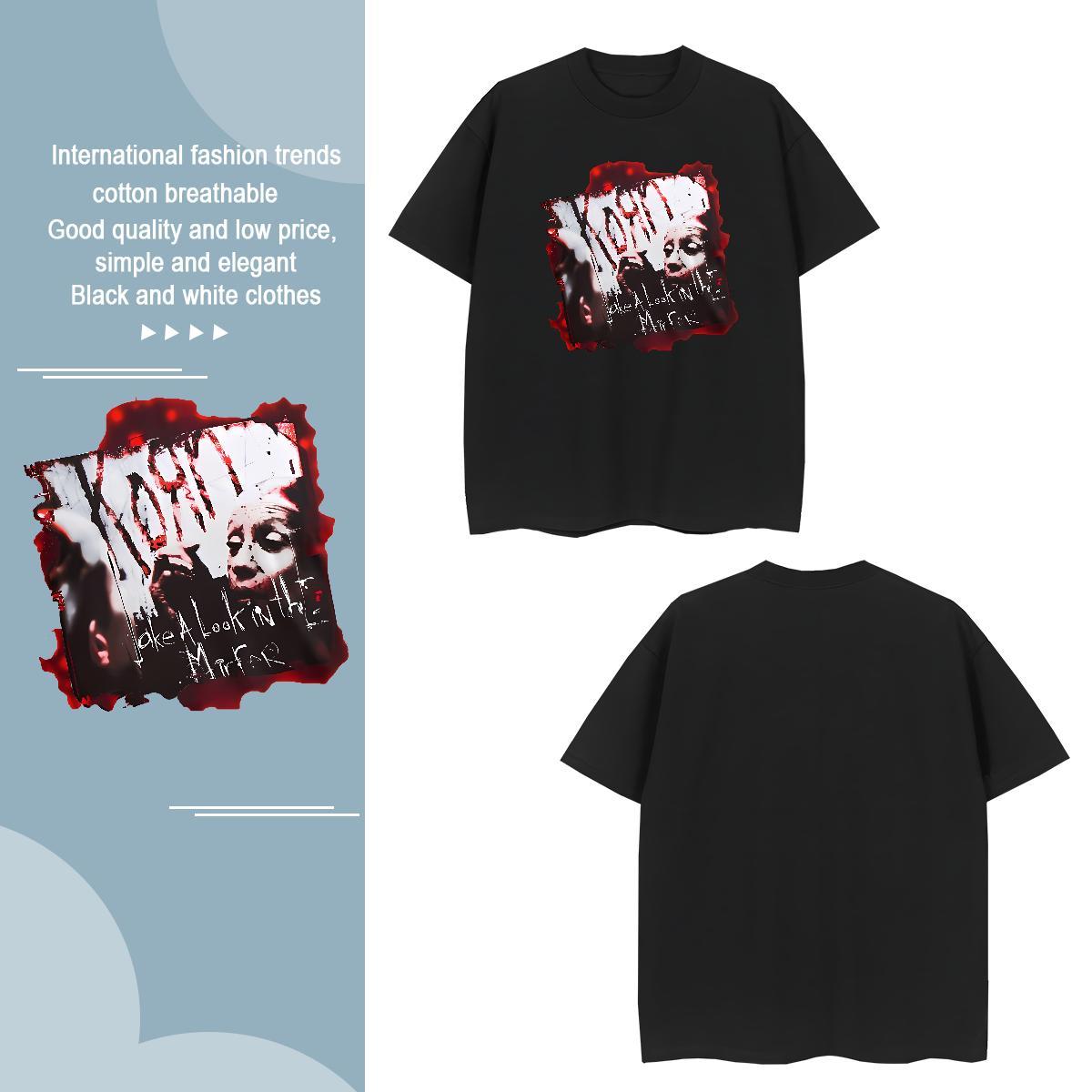 Classic Casual scary Men Tops Tees 230g Cotton Man T Shirts DIY Anime Street Breathable Short Sleeve TOP Quality Tees Shirts