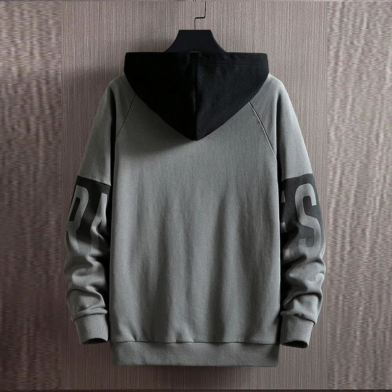 Mens FallWinter Casual And Versatile Contrast Monogram Print Long Sleeve Hooded Sweatshirt 240821