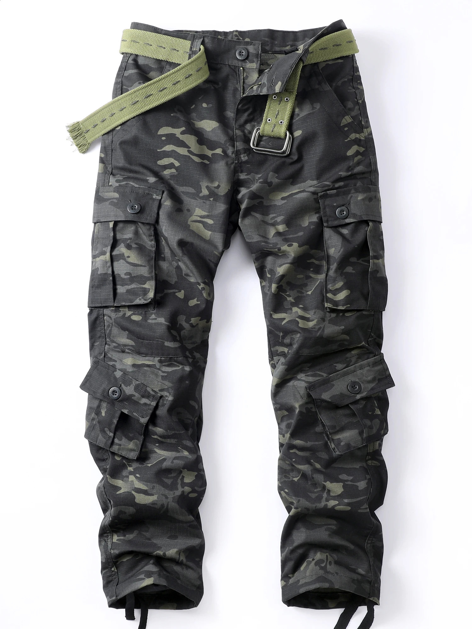 AKARMY fashion camouflage cargo pants loose casual outdoor mens work streetwear hiphop style without belt 240821