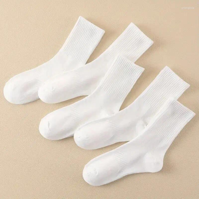 Men's Socks 5Pairs Simple Solid Crew Comfort All Matching Mid-tube Casual And For WOMEN'S Stockings