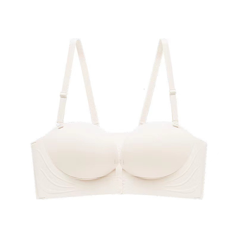 Strapless for female Xia, with a small chest that gathers and highlights, slip front buckle, anti glare bra, no trace, invisible wrapping bra dongduma