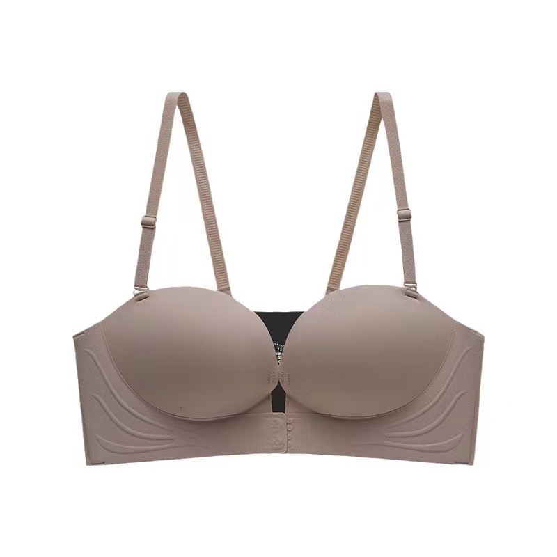 Strapless for female Xia, with a small chest that gathers and highlights, slip front buckle, anti glare bra, no trace, invisible wrapping bra dongduma