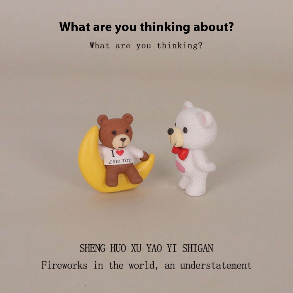 INS Mini Cute Moon Love Bear Cartoon Creative Home DIY Decoration Car Ornament