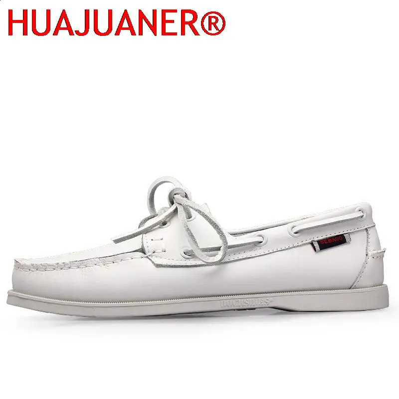 HUAJUNER Spring Solid Mens Boat Boots Fashion Leather Jacket Slippers and Lace Casual Shoes Mens Comfortable Lazy Shoes 240821
