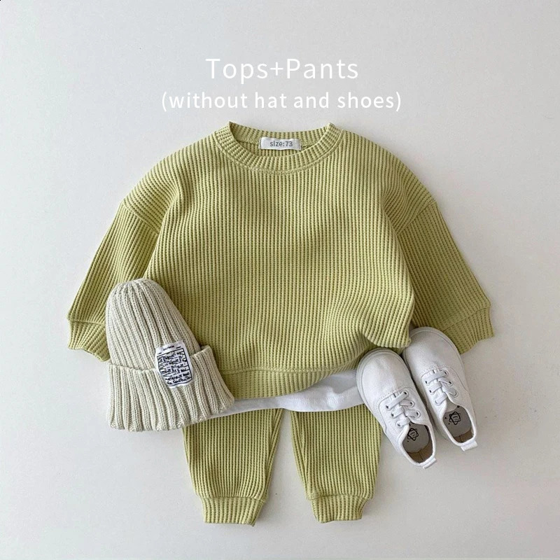 2PCS Baby Set Boys Girls Sports Suit Toddler Solid Color Suit Infant Outfit Autumn Winter Spring Baby Boy Clothes 240814