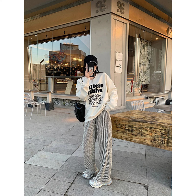 Womens Striped Baggy Sweatpants Jogger Harajuku Streetwear 90s Y2k 2000s Oversize High Waist Pants Vintage Trousers Clothes Z260314