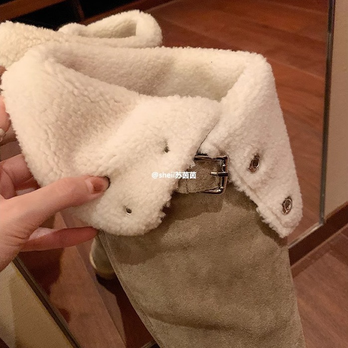 Ddmysports Same Style As Su Yinyin Cotton Snow Boots Two Pairs Of Lamb Fur Thick Heel Knee High Children S Long OUTDOOR