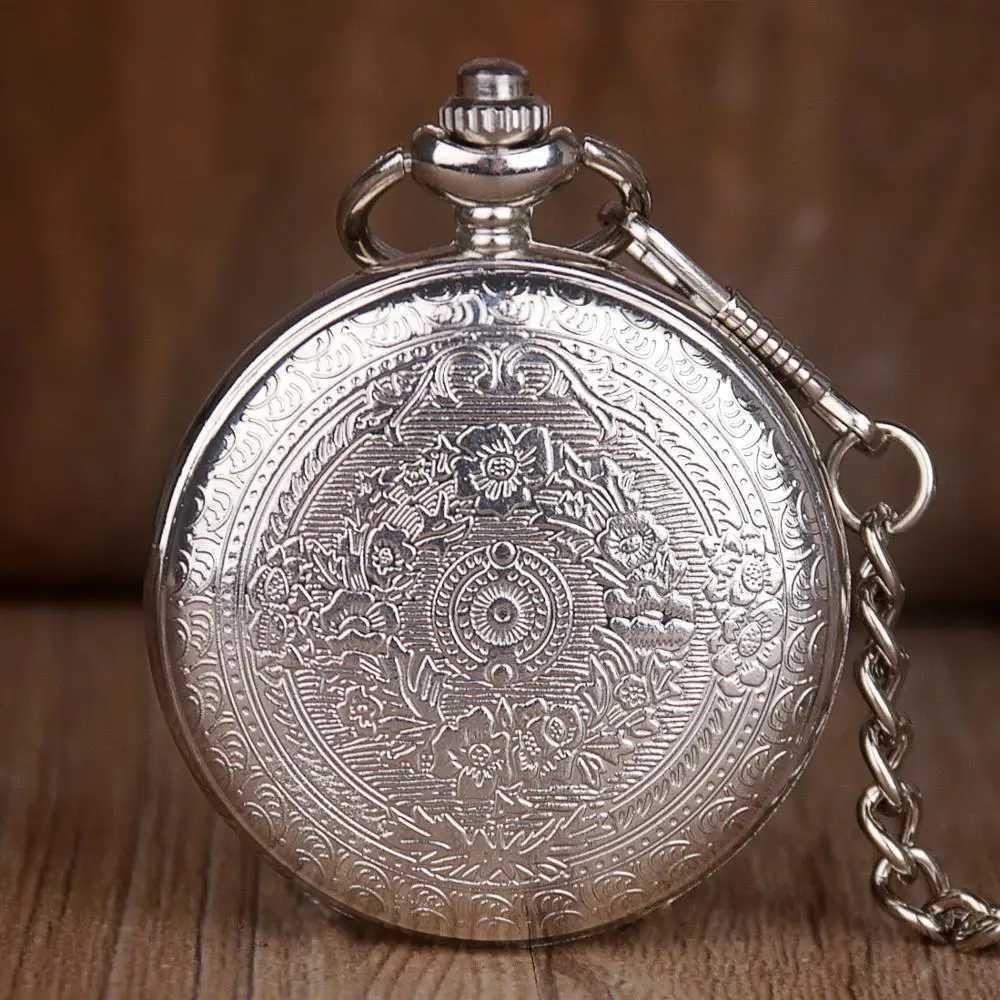 Silver Vintage to My Son Design Quartz Pocket Watch Luxury Necklace Chain Pocket Watch W240820