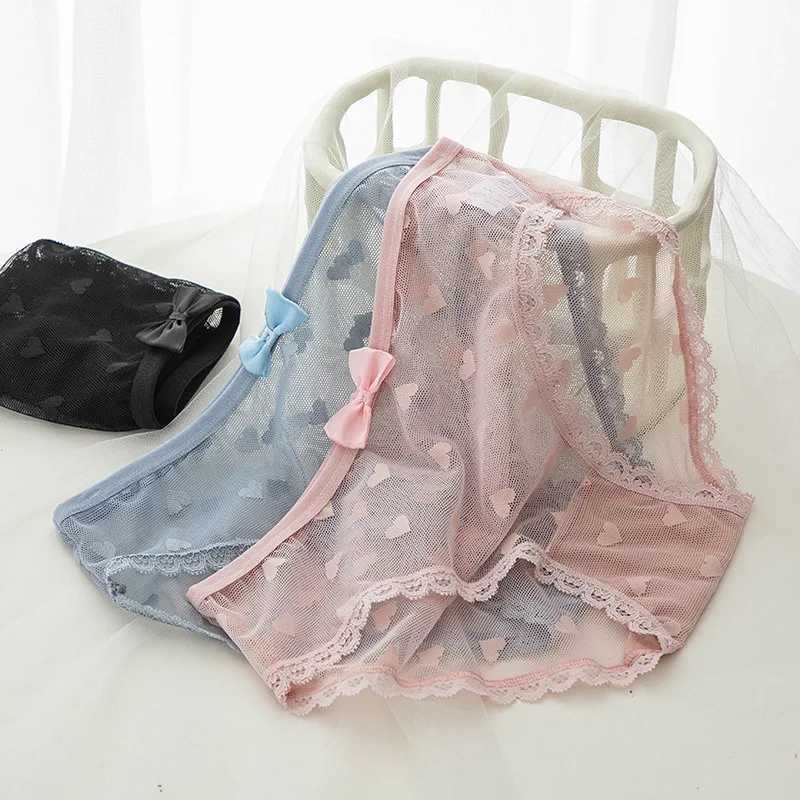 New Sale Mid Waist Young Girls Underwear Mesh Lovely girl Briefs Print Lace Panties For Girls Y240821