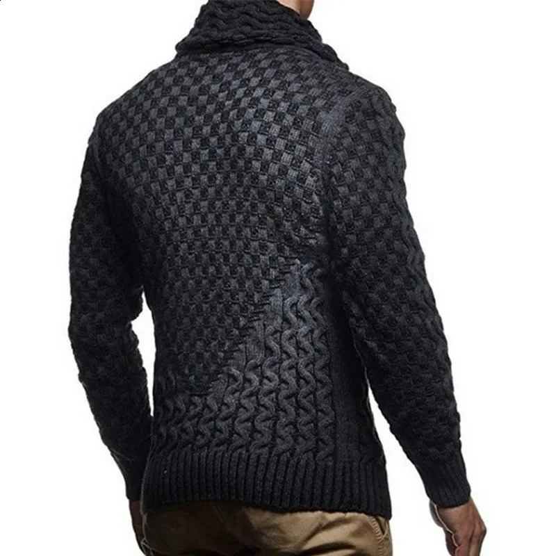 Mens Sweater Autumn Winter Casual Turtleneck Men Sweaters Full Sleeve Oversized Sweater Men Slim Fit Knitted Pullover Men 240821