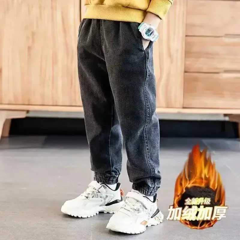 Childrens Winter Jeans with Velvet Thickened Childrens Warm Casual Cowboy Traveler 3-9-12 Year Old Boy Christmas GiftW240819