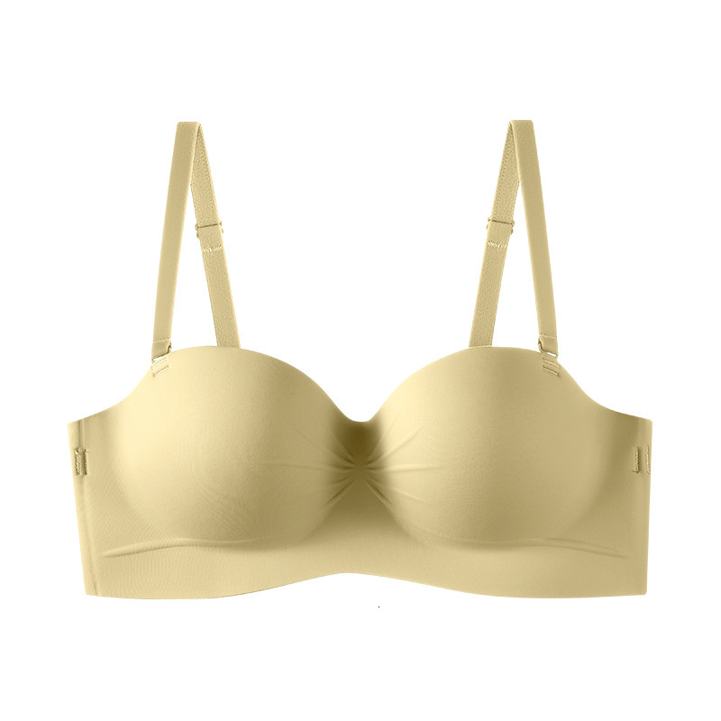 Strapless for female Xia, with small chest that gathers and highlights, a large upper support, sagging, steel ring, no marks, anti slip, invisible tex