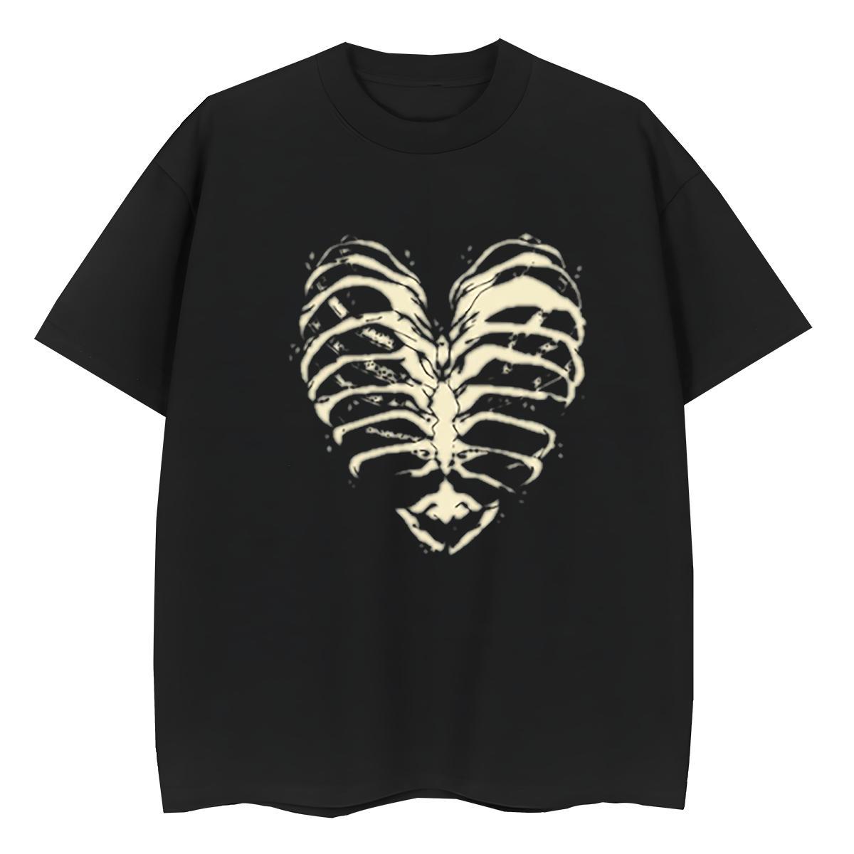 Fashion Womens T Shirts 100% Cotton 230g Breathable Short Sleeve Hip Hop Street skull Women Tees Loose White Plus Size Tops Tees